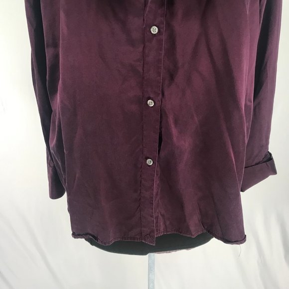 90's Vintage Ralph Lauren Eggplant Purple Silk Pussybow Button Up Blouse - Picture 7 of 12